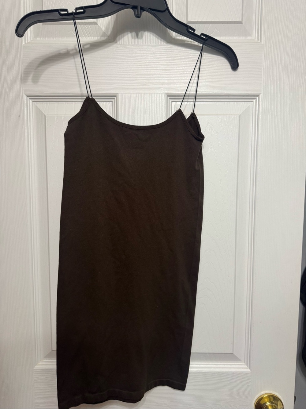 Brown Spaghetti Strap mini dress - Women's Simple Slip